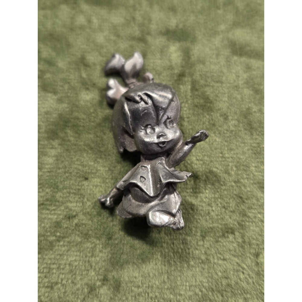 Vintage Hanna Barbera Pebbles Flintstone Pewter Brooch Pin 2.25" Flintstones